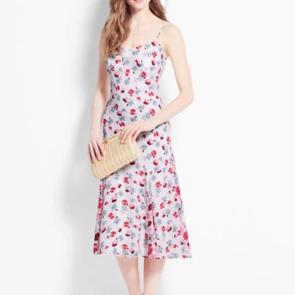Ann Taylor Spaghetti Strap Slip Fit & Flare Floral Maxi Dress